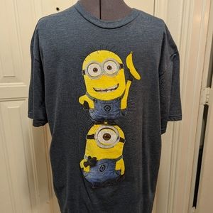 👍  Minions Despicable Me Manion Made T Shirt 100% Cotton XXL Gray/Bluish Banana